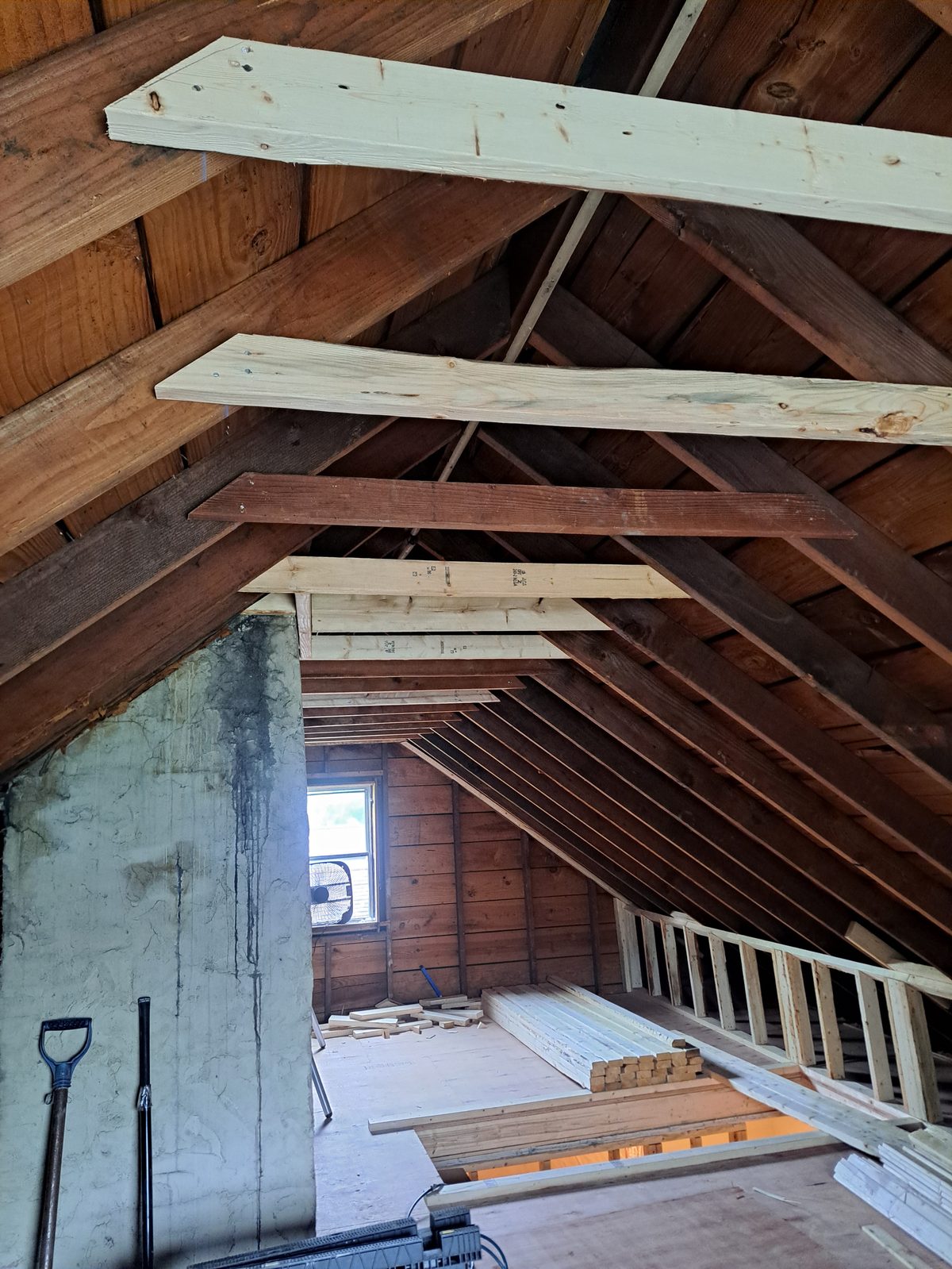 Before — attic knee-wall framing by general contractor Sutton, MA