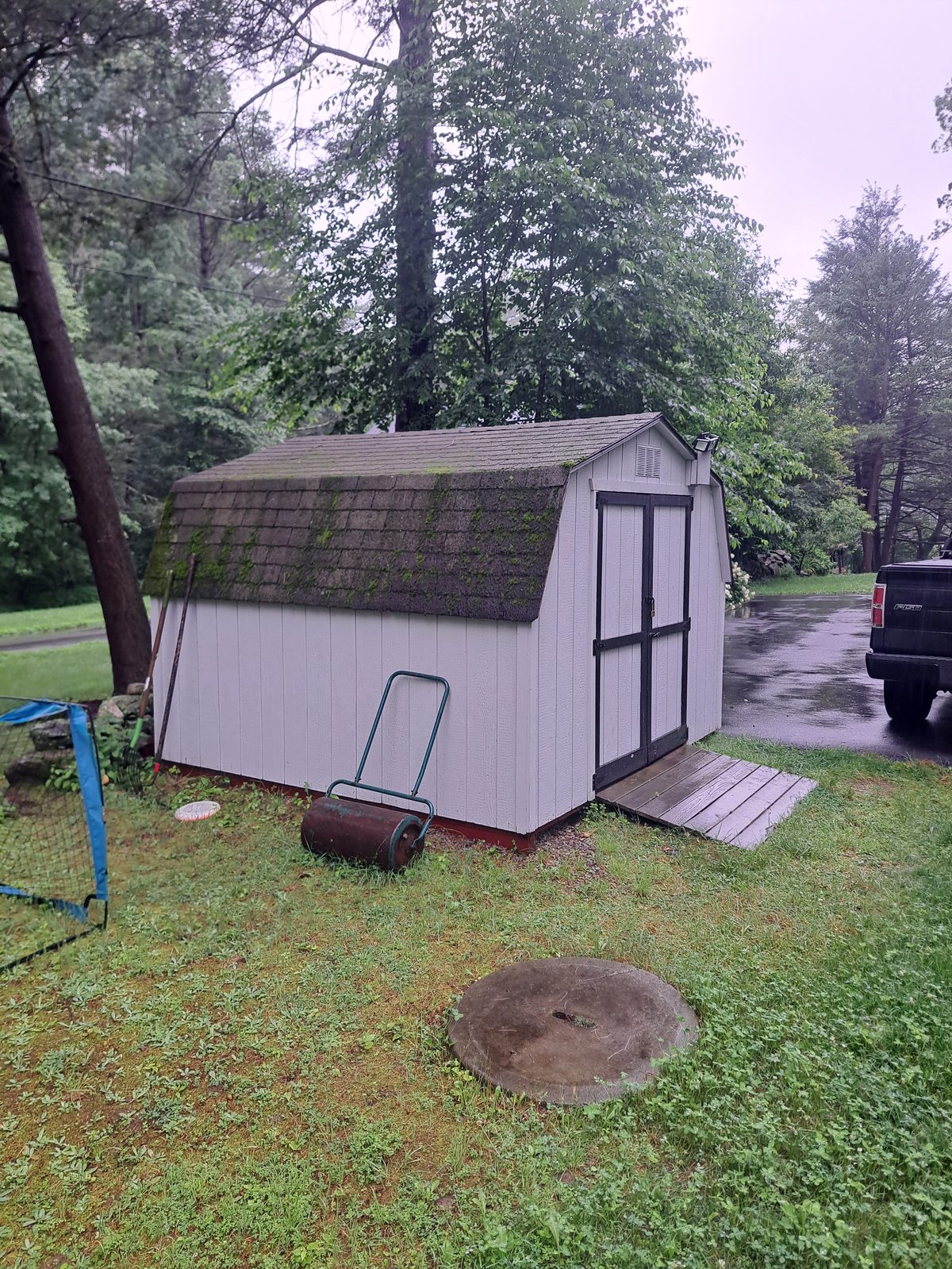Before — backyard shed carpentry project in Sutton, MA