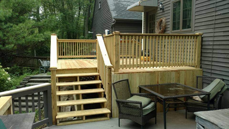 After — deck stairs and outdoor living space in Sutton, MA