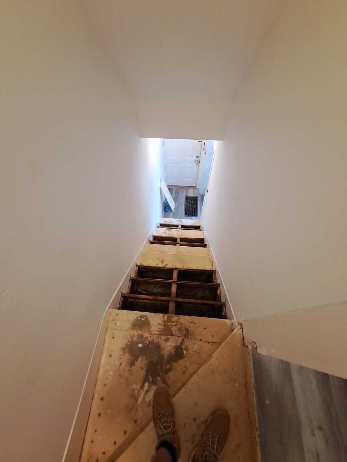 Before — framed floor opening during floor work in Sutton, MA