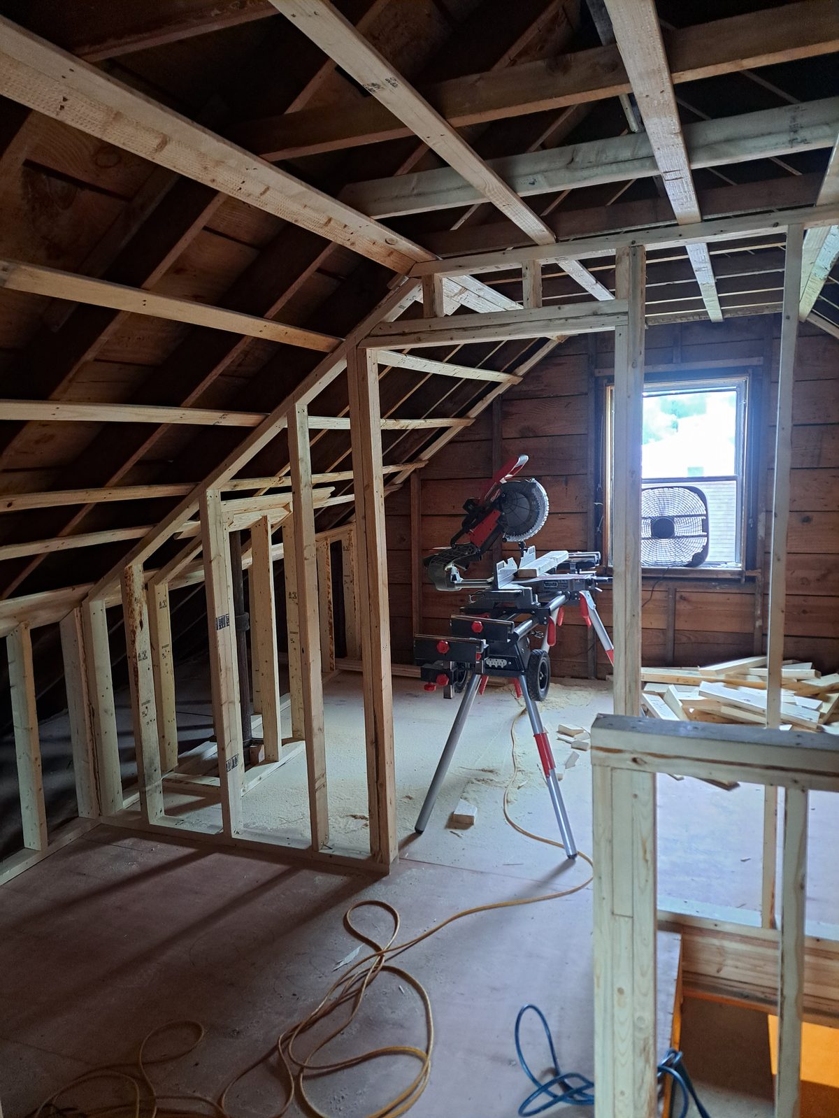 Before — stair landing framing in Worcester County, MA
